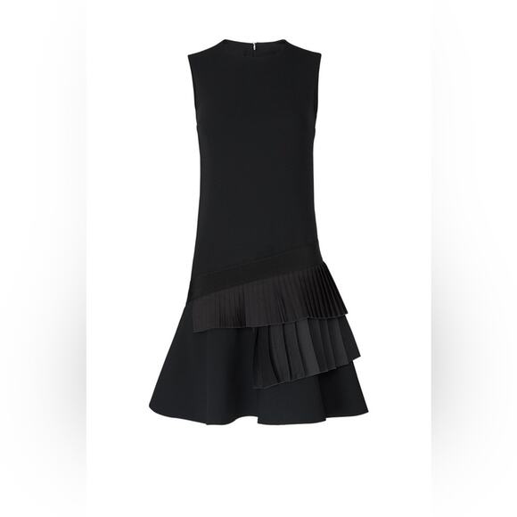 Victoria Beckham Asymmetric Pleated Tiered Crepe Shift Dress Black Size 10 - Picture 4 of 10